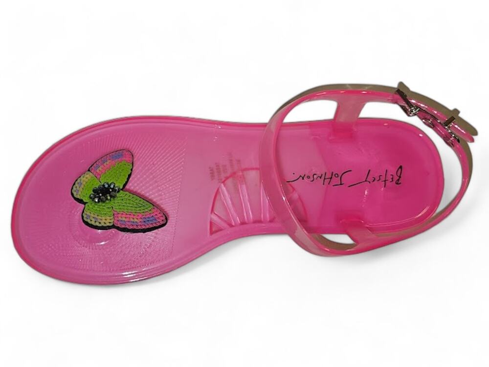 Betsey Johnson Women's Tabby  Butterfly Flat Jelly Sandal Size 7 Pink Multi NWT
